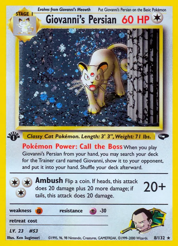 Giovanni's Persian #8 – Gym Challenge card