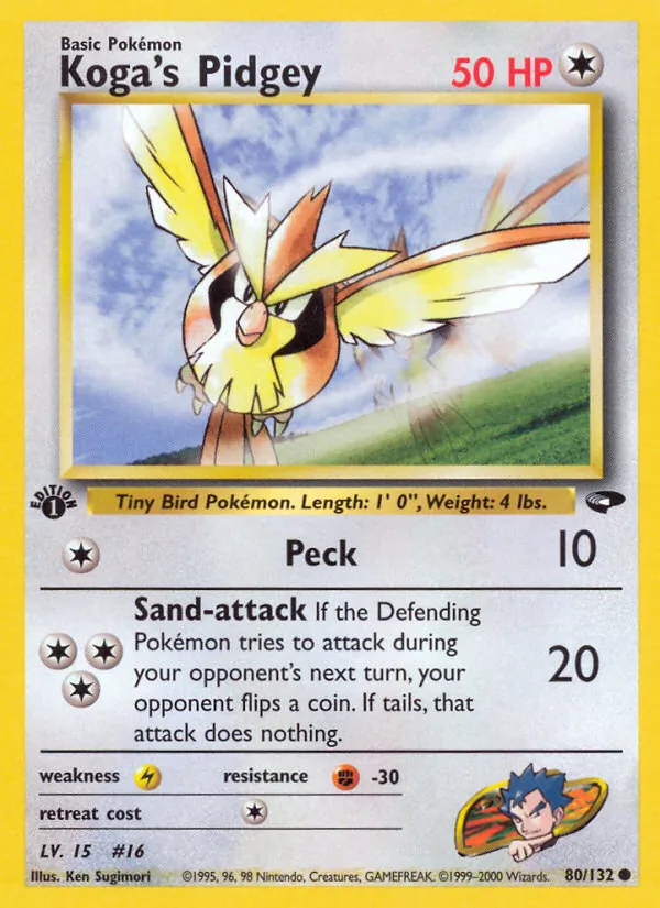 Koga's Pidgey #80 – Gym Challenge card