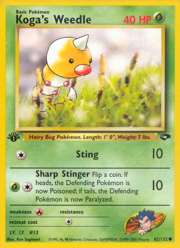 Koga's Weedle #82 – Gym Challenge card