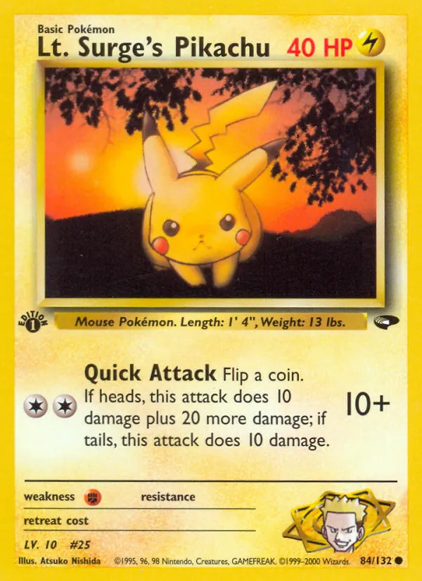 Lt. Surge's Pikachu #84 – Gym Challenge card