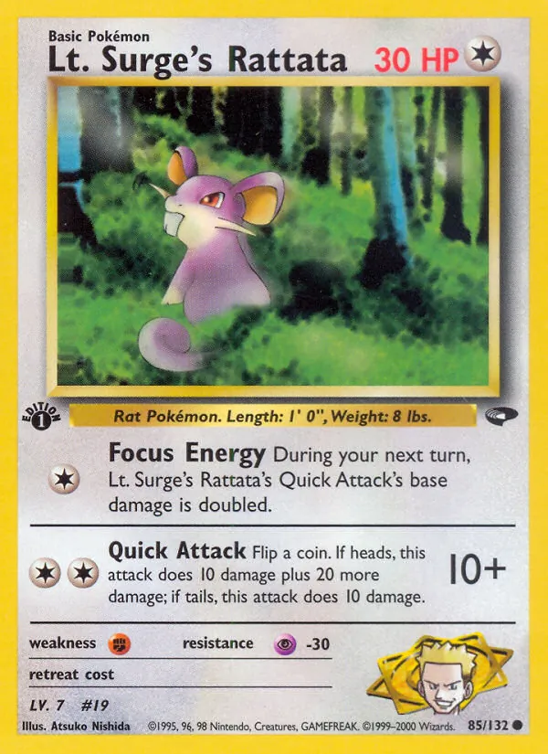 Lt. Surge's Rattata #85 – Gym Challenge card