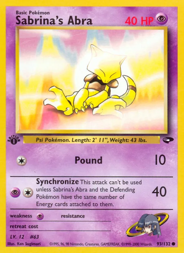 Sabrina's Abra #93 – Gym Challenge card