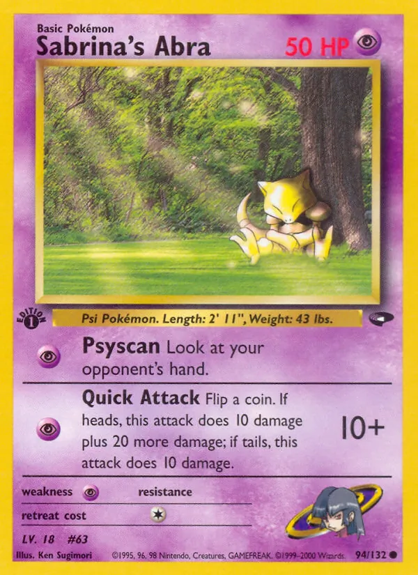 Sabrina's Abra #94 – Gym Challenge card