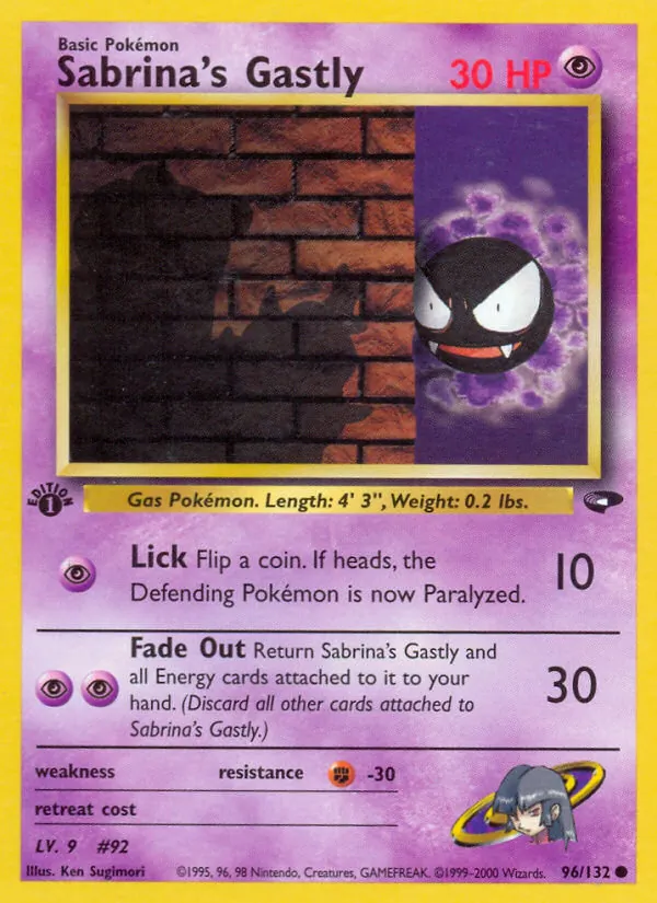 Sabrina's Gastly #96 – Gym Challenge card