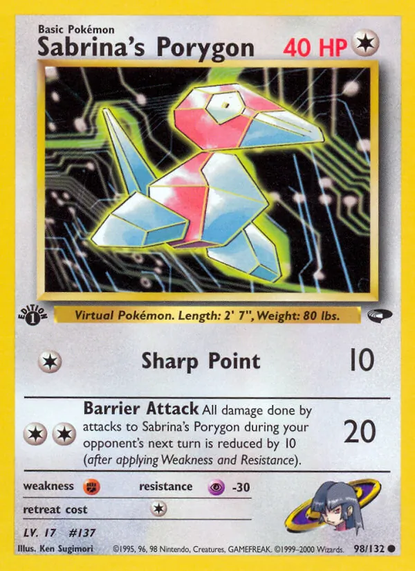 Sabrina's Porygon #98 – Gym Challenge card