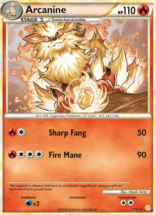Arcanine #1 – HeartGold SoulSilver card