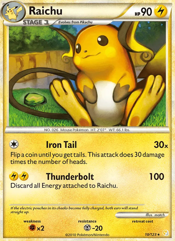 Raichu #10 – HeartGold SoulSilver card
