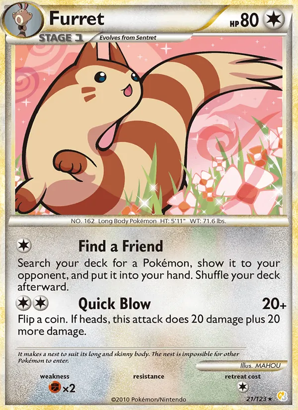 Furret #21 – HeartGold SoulSilver card