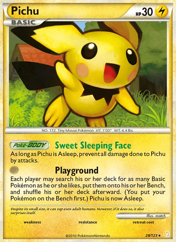 Pichu #28 – HeartGold SoulSilver card