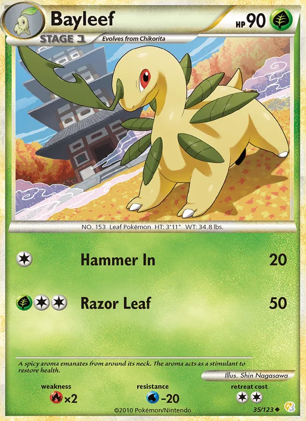 Bayleef #35 – HeartGold SoulSilver card