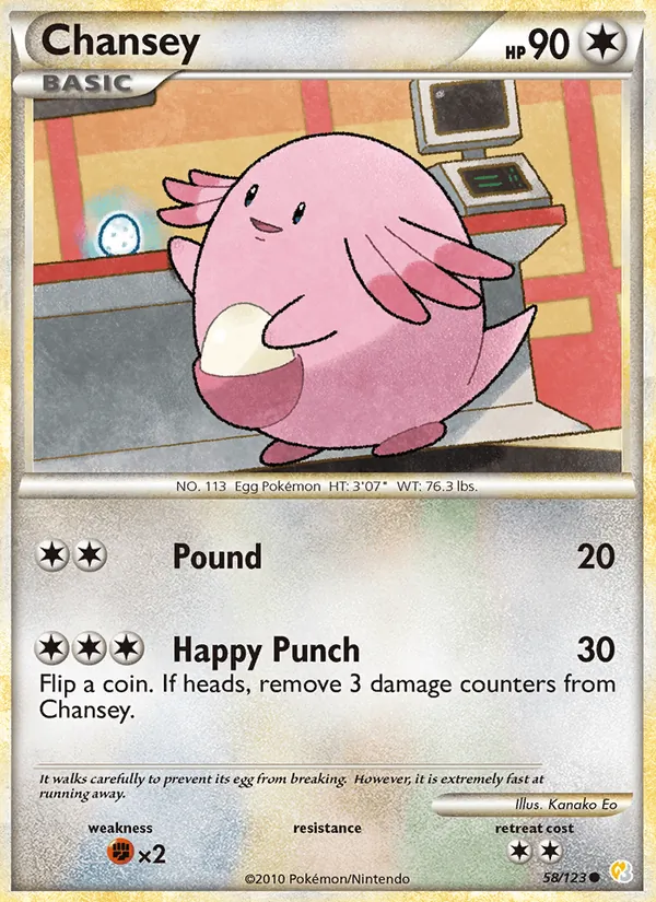 Chansey #58 – HeartGold SoulSilver card