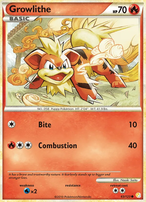 Growlithe #65 – HeartGold SoulSilver card