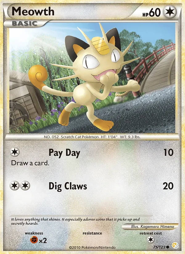 Meowth #75 – HeartGold SoulSilver card