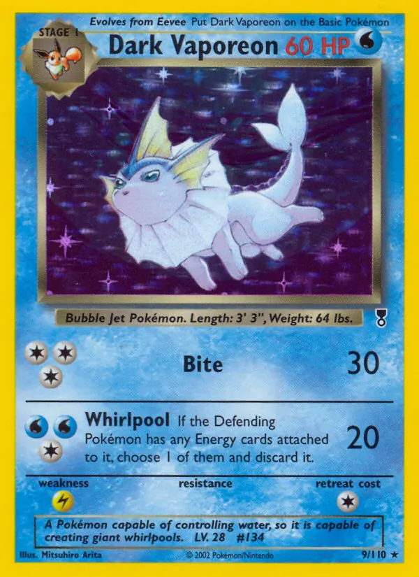Dark Vaporeon #9 – Legendary Collection card