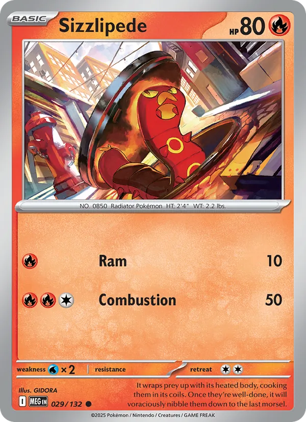 Sizzlipede #029 – Mega Evolution card