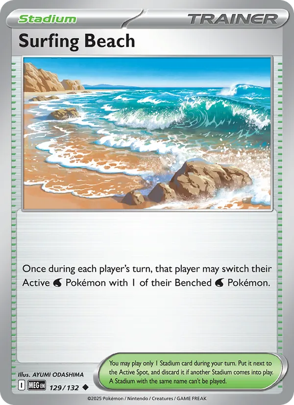 Surfing Beach #129 – Mega Evolution card