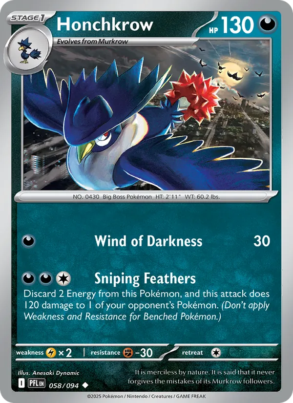Honchkrow #058 – Phantasmal Flames card