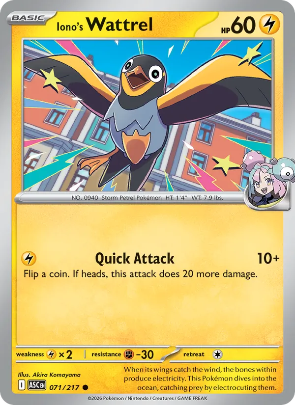 Iono's Wattrel #071 – Ascended Heroes card