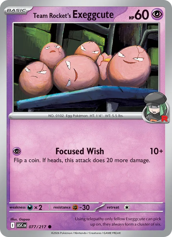 Team Rocket's Exeggcute #077 – Ascended Heroes card