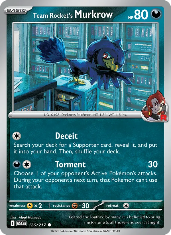 Team Rocket's Murkrow #126 – Ascended Heroes card
