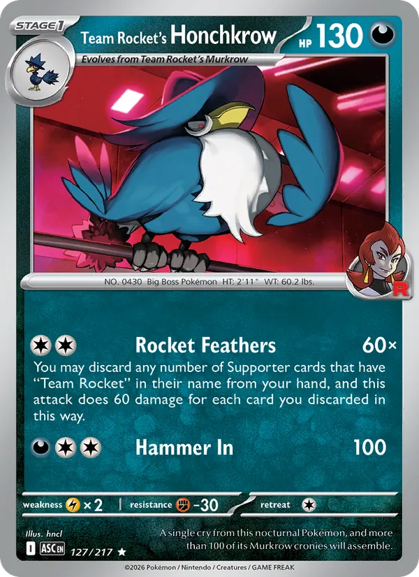 Team Rocket's Honchkrow #127 – Ascended Heroes card
