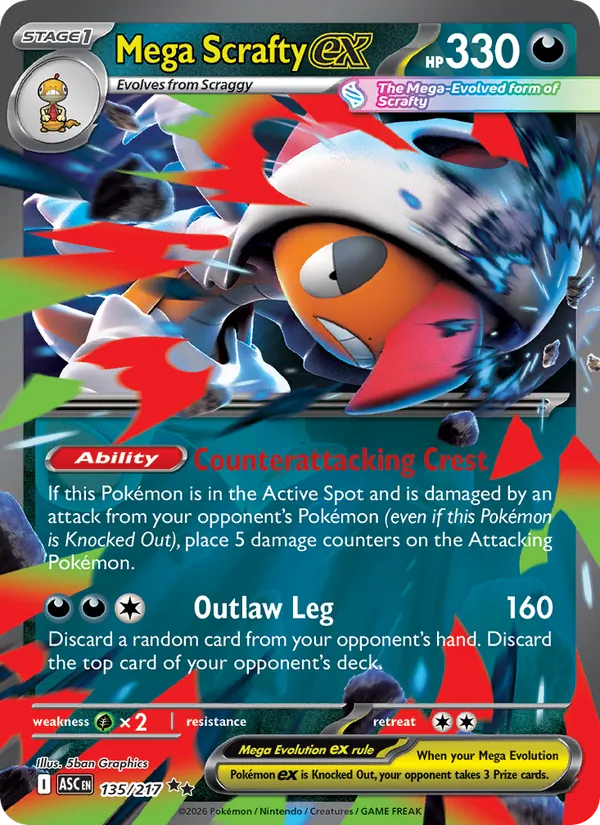Mega Scrafty ex #135 – Ascended Heroes card
