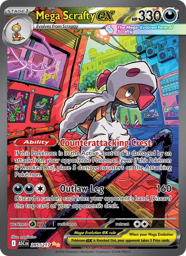 Mega Scrafty ex #285 – Ascended Heroes card