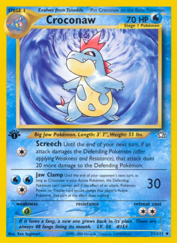 Croconaw #31 – Neo Genesis card