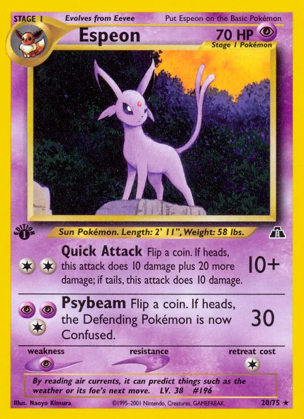 Espeon #20 – Neo Discovery card