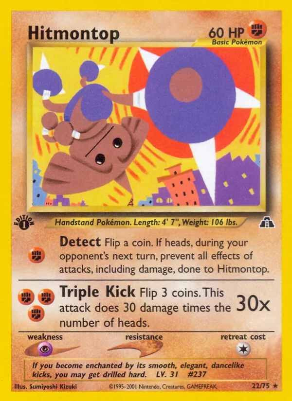 Hitmontop #22 – Neo Discovery card