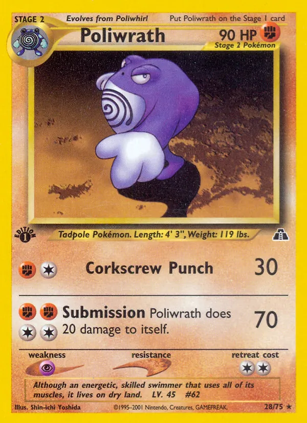 Poliwrath #28 – Neo Discovery card