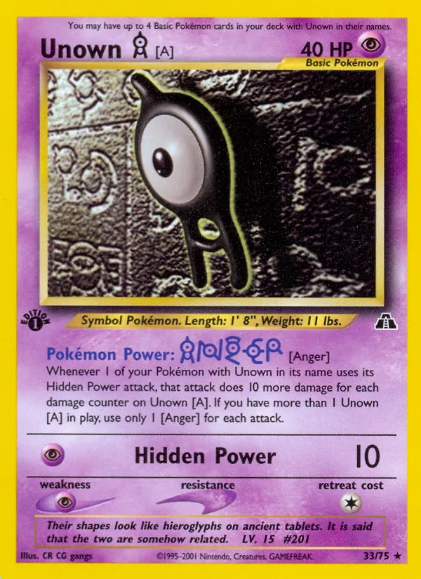 Unown [A] #33 – Neo Discovery card