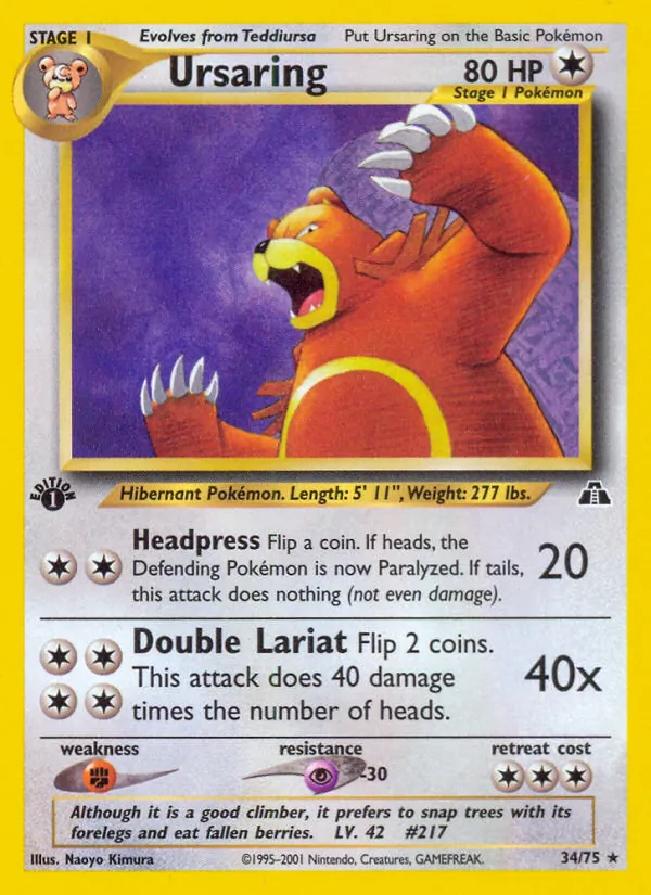 Ursaring #34 – Neo Discovery card
