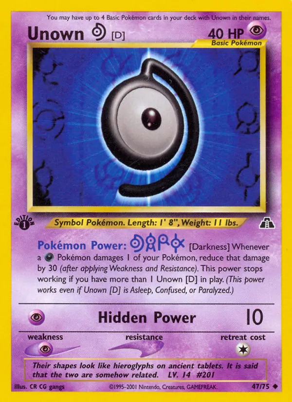 Unown [D] #47 – Neo Discovery card