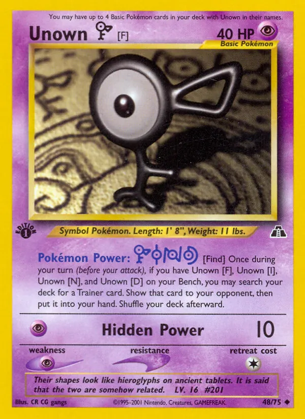 Unown [F] #48 – Neo Discovery card