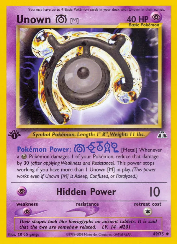 Unown [M] #49 – Neo Discovery card