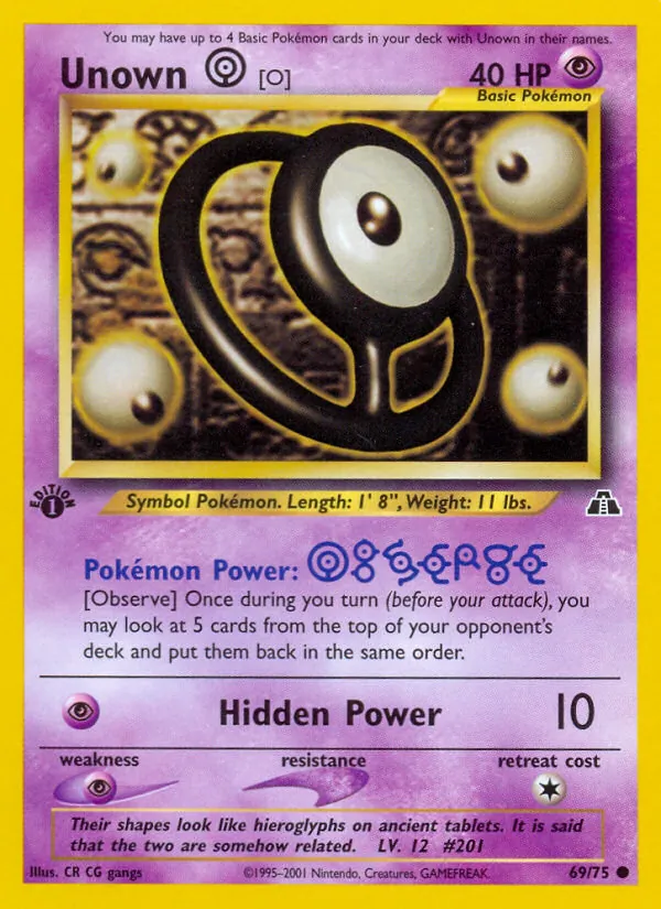 Unown [O] #69 – Neo Discovery card