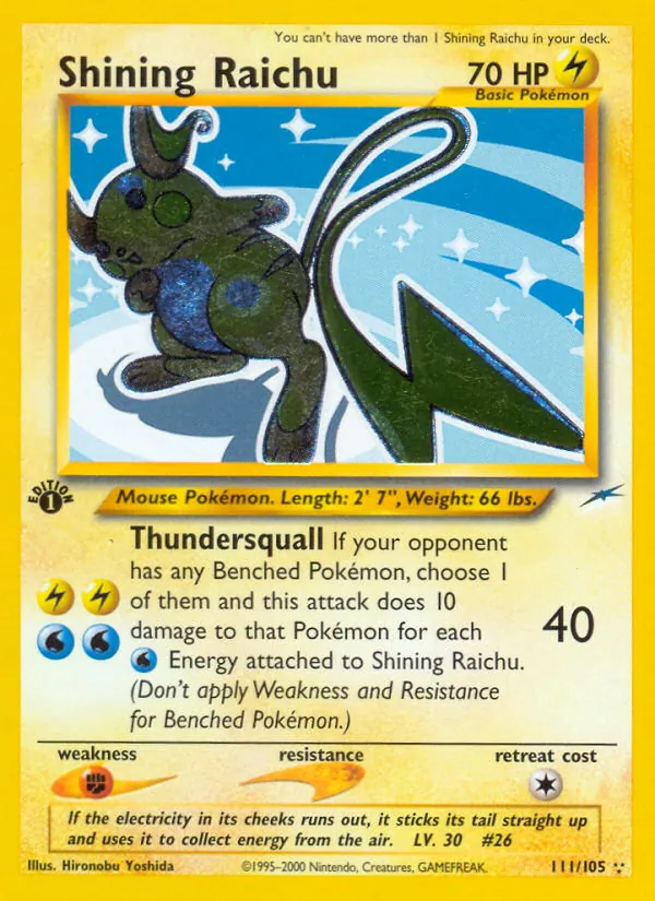 Shining Raichu #111 – Neo Destiny card