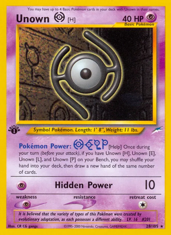 Unown [H] #28 – Neo Destiny card