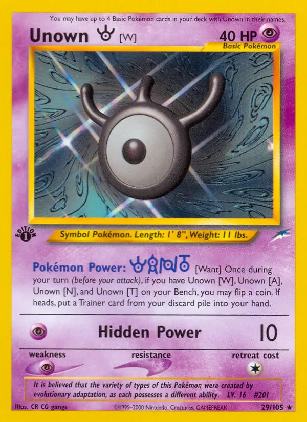 Unown [W] #29 – Neo Destiny card