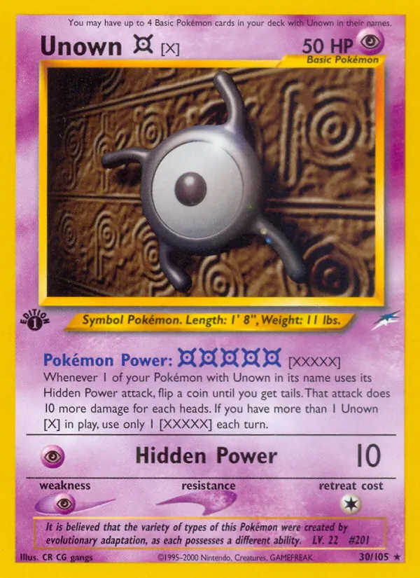 Unown [X] #30 – Neo Destiny card