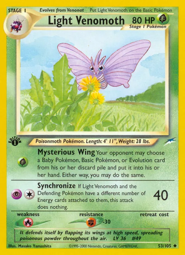 Light Venomoth #53 – Neo Destiny card