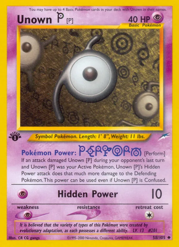 Unown [P] #58 – Neo Destiny card