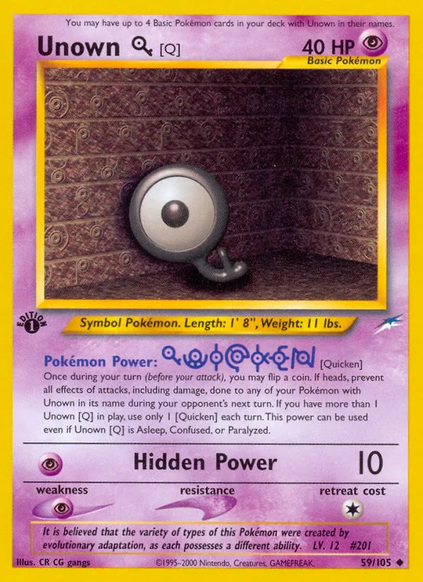 Unown [Q] #59 – Neo Destiny card