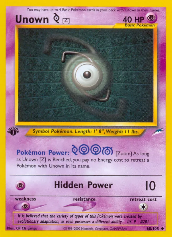 Unown [Z] #60 – Neo Destiny card