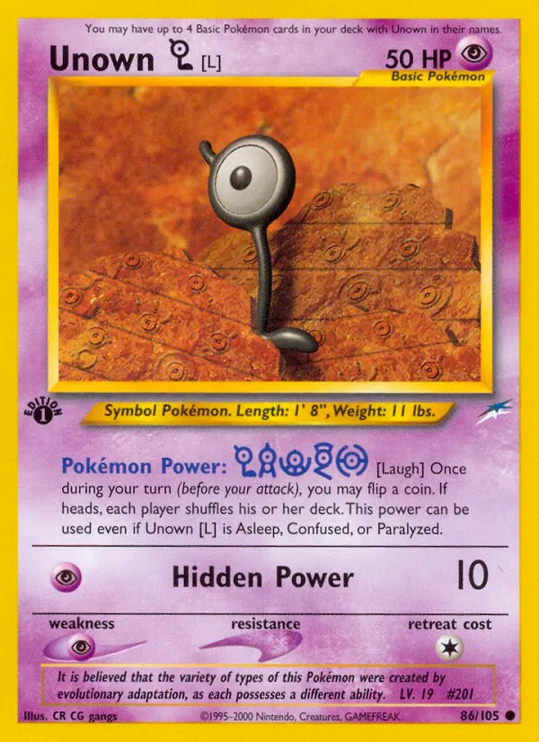 Unown [L] #86 – Neo Destiny card