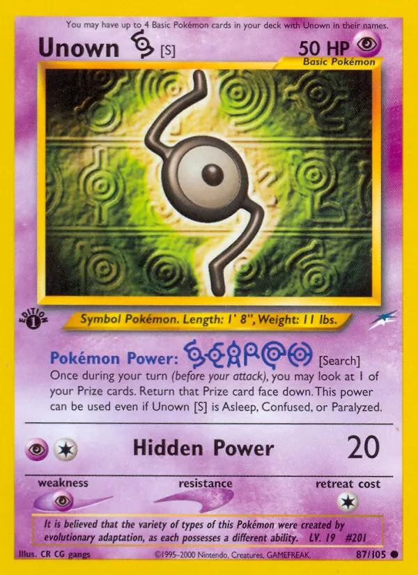 Unown [S] #87 – Neo Destiny card
