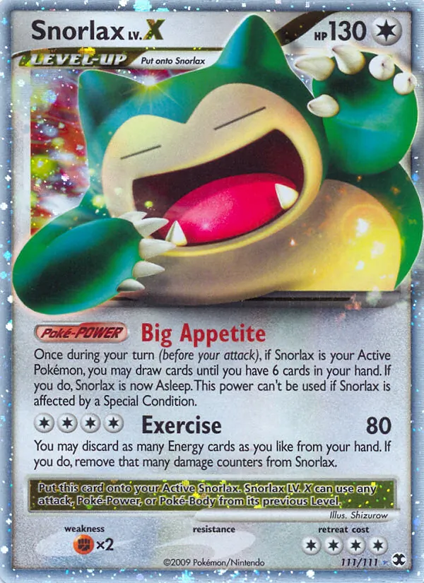 Snorlax LV.X #111 – Rising Rivals card