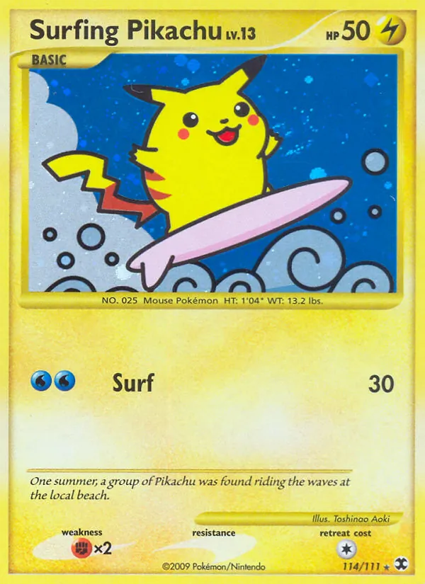 Surfing Pikachu #114 – Rising Rivals card