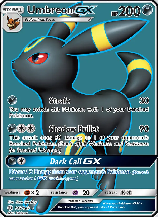 Umbreon GX #142 – Sun & Moon card